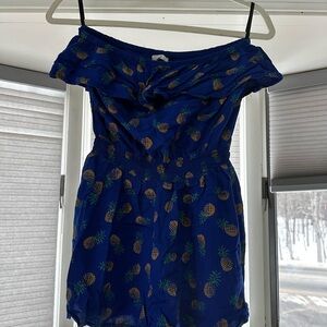 mine Blue Pineapple Print Romper